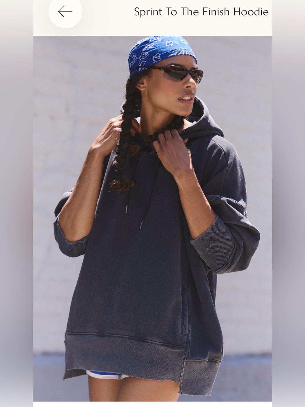 FP Movement by Free People Washed Black sprint to the finish Hoodie